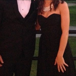 Black strapless formal bridesmaid dress